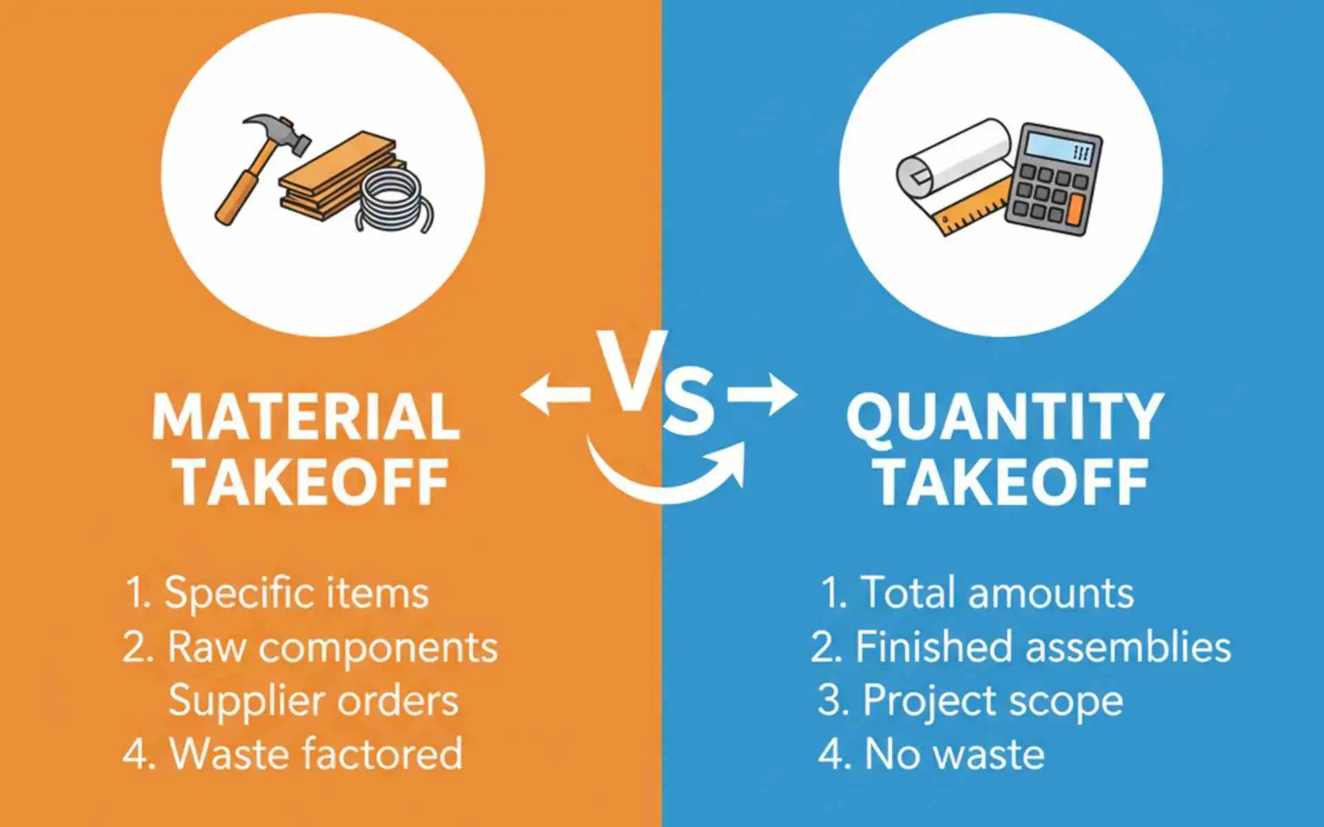 Material Takeoff vs Quantity Takeoff Infographic Image