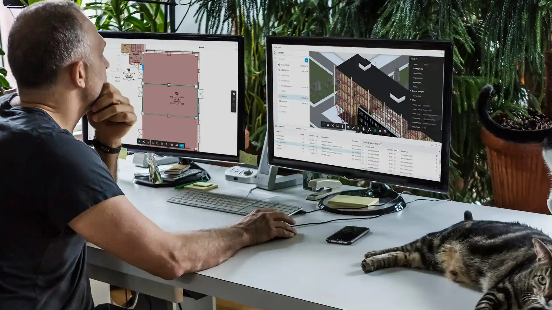 a man doing Construction Digital Takeoff on desktop